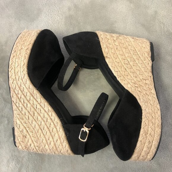 NWOT Black Suede Platform Wedge Espadrilles Size 36 (5.5 US) - Picture 5 of 16